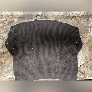 Grey Pearl Sleeve Sweater